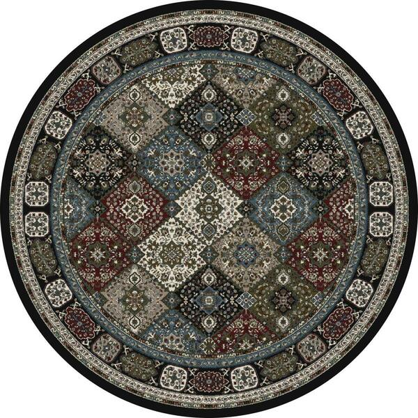 Art Carpet 5 Ft. Kensington Collection Patchwork Woven Round Area Rug, Black 841864104000